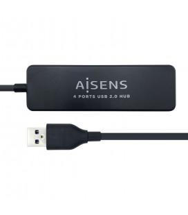 HUB USB AISENS 2.0 Negro, 30 cm 4 puertos